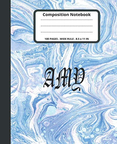Amy Marble Composition Notebook: Pastel Blue Marble Wide Ruled Journal Teens Grades K-2 School Exercise Books For Kids Students Girls for Home School ... Stationery Notebooks) | 100 Story Pages.