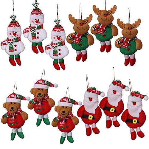 anaoo 12pcs Adornos decoración Colgante muñecos Santa muñeco de Nieve para árbol de Navidad decoración de Fiesta de Navidad-Merry Xmas Regalo