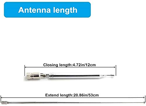 Ancable Antena de Radio FM Universal 75 Ohm Unbal Interior telescópica Antena para Mesa Radio HiFi AV estéreo Mini Sistema