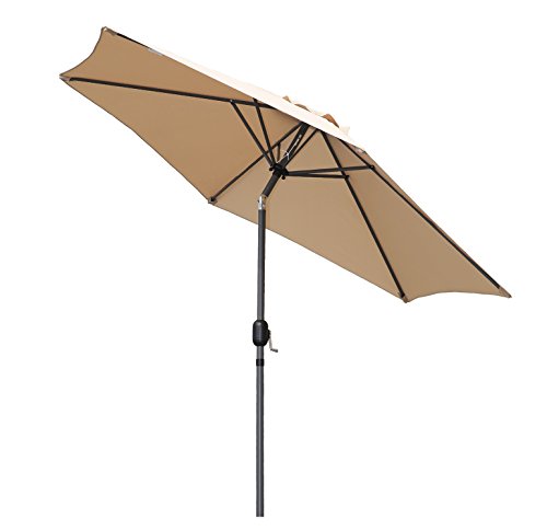 Angel Living 300cm Parasol de Aluminio con Inclinación, con Manivela, Sombrilla con Mástil de Aluminio de 38mm para Patio Terraza Playa (Beige)