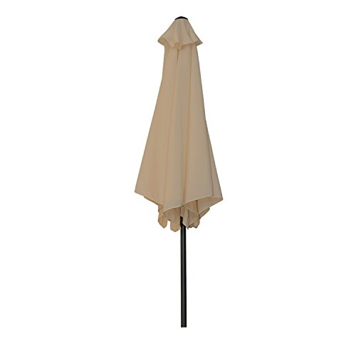 Angel Living 300cm Parasol de Aluminio con Inclinación, con Manivela, Sombrilla con Mástil de Aluminio de 38mm para Patio Terraza Playa (Beige)