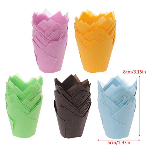 Angelliu - Lote de 50 moldes de Papel de tulipa para Magdalenas, para Galletas