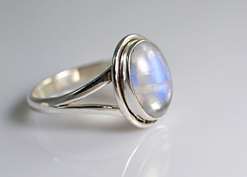 Anillo de plata de piedra lunar del arco iris, Piedra de luna del arco iris, Anillo de piedra lunar, Plata de ley 925, Anillo de plata, Joyería hecha a mano, Tamaño 4-31 ES