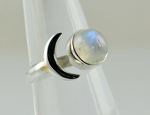 Anillo de plata de piedra lunar del arco iris, Piedra de luna del arco iris, Anillo de piedra lunar, Plata de ley 925, Anillo de plata, Joyería hecha a mano, Tamaño 4-31 ES