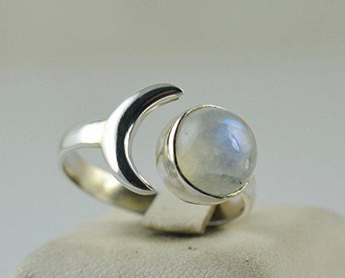 Anillo de plata de piedra lunar del arco iris, Piedra de luna del arco iris, Anillo de piedra lunar, Plata de ley 925, Anillo de plata, Joyería hecha a mano, Tamaño 4-31 ES