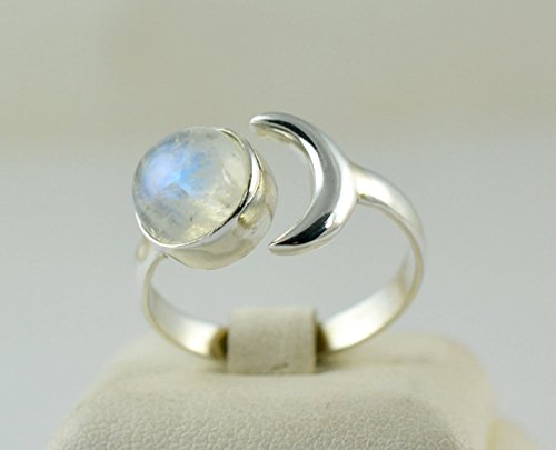 Anillo de plata de piedra lunar del arco iris, Piedra de luna del arco iris, Anillo de piedra lunar, Plata de ley 925, Anillo de plata, Joyería hecha a mano, Tamaño 4-31 ES