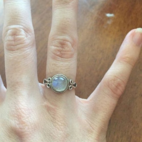 Anillo de plata de piedra lunar del arco iris, Piedra de luna del arco iris, Anillo de piedra lunar, Plata de ley 925, Anillo de plata, Joyería hecha a mano, Tamaño 4-31 ES