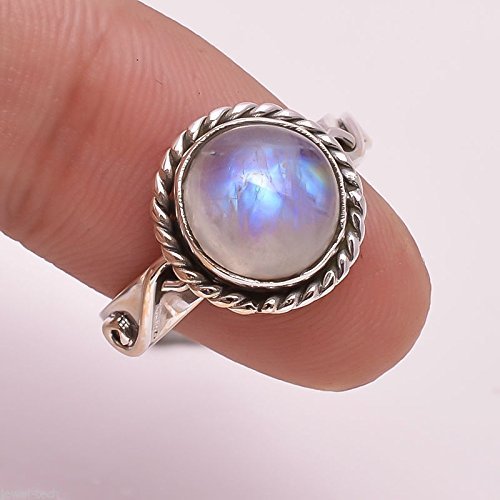 Anillo de plata de piedra lunar del arco iris, Piedra de luna del arco iris, Anillo de piedra lunar, Plata de ley 925, Anillo de plata, Joyería hecha a mano, Tamaño 4-31 ES