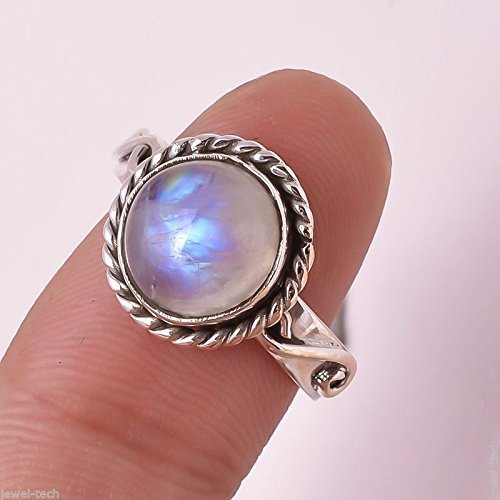 Anillo de plata de piedra lunar del arco iris, Piedra de luna del arco iris, Anillo de piedra lunar, Plata de ley 925, Anillo de plata, Joyería hecha a mano, Tamaño 4-31 ES