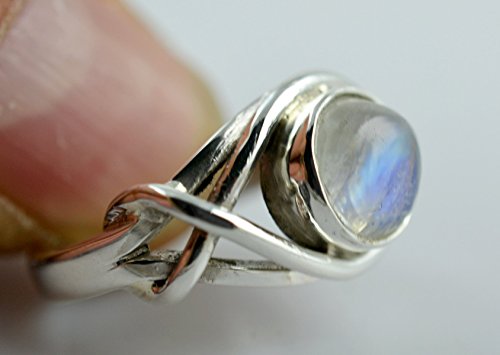 Anillo de plata de piedra lunar del arco iris, Piedra de luna del arco iris, Anillo de piedra lunar, Plata de ley 925, Anillo de plata, Joyería hecha a mano, Tamaño 4-31 ES
