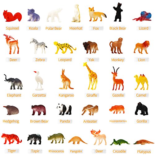 Animales De Juguete, Paquete De 64 Mini Animales de la Selva De Plástico, Juguetes Funcorn, Conjunto De Juguetes Realistas De La Jungla, Figuras De Animales Para Niño Niña Regalos Juguete Educativo