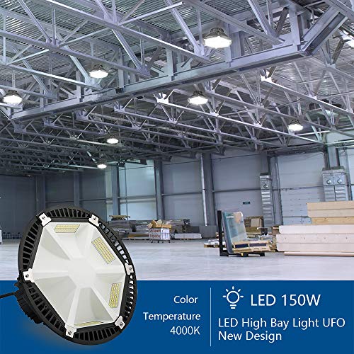 Anten 150W Campana LED Industrial 4000K 19500Lm, IP65 Foco Led Interior/Exterior Industrial, UFO Led de Alta Bahía para Almacén Comercial