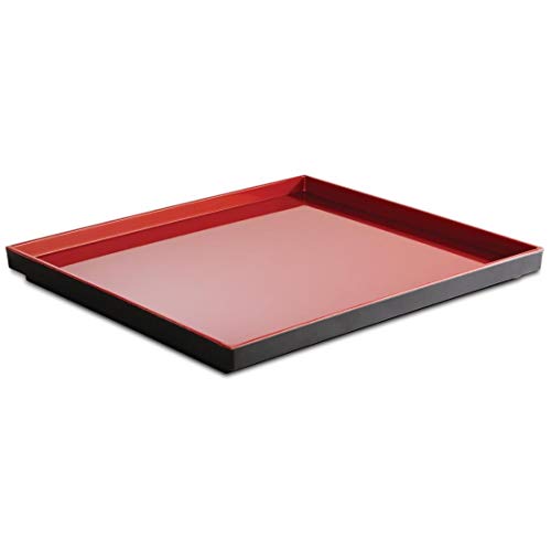 APS GN 2/3 – Asia Plus – Bandeja de melamina 35,4 x 32,5 x 3 cm, interior: Rojo, Brillante, Exterior: Negro, mate