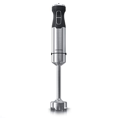 Arendo – Batidora de mano de 1000w de acero inoxidable – 1000 Watt - Cuchilla de cuatro hojas – Batidora de mano – Regulación de velocidad sin niveles – Botón turbo