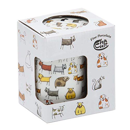 Aromas de Té - Taza de Té con Filtro y Tapa - Tisana Infusiones y tes - de Porcelana con Infusor de Acero - Diseño De Perros - Capacidad 25 cl