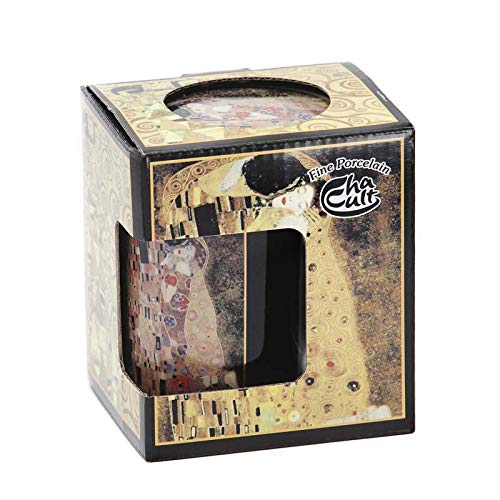 Aromas de Té - Taza de Té con Filtro y Tapa/Tisana Infusiones y tes de Porcelana con Infusor de Acero - Diseño El Beso - 0.25L