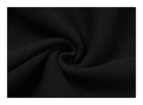 Arriba Camiseta Interior sin Mangas de la Manera de Las Mujeres de Punto canalé Crop Tops Summer Street Delgado elástico Casual Wear T Chaleco Negro Durable (Color : Black, Size : M)