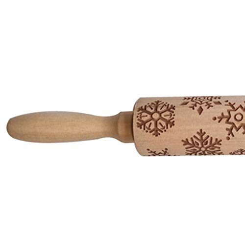 Artibetter símbolos de navidad rodillo de madera rodillo de madera con copo de nieve para hornear galletas de mármol pasta de pasta de azúcar fondant