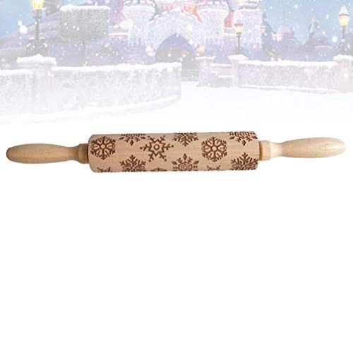 Artibetter símbolos de navidad rodillo de madera rodillo de madera con copo de nieve para hornear galletas de mármol pasta de pasta de azúcar fondant