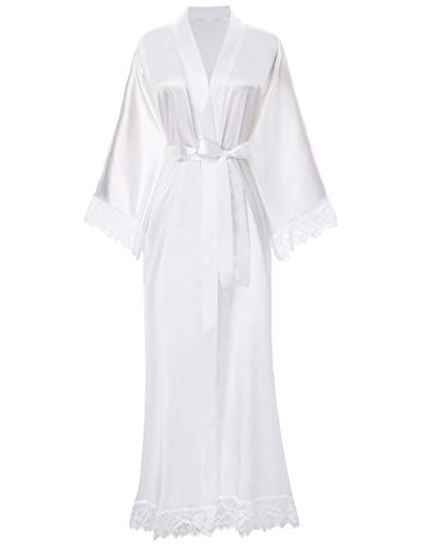 ArtiDeco Kimono Vestido Puramente Blanco Bata para Novia Dama de Honor Pijama para Boda Fiesta de Chicas