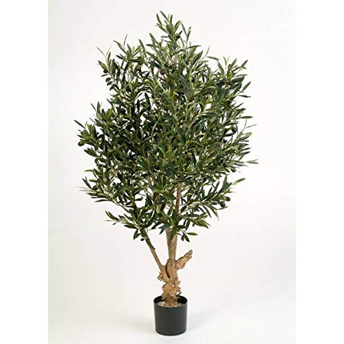 artplants.de Set 'Olivo sintético + Spray de protección UV' - Olivo Artificial Alexandros, Tronco Real, con Frutos, Verde, 120cm