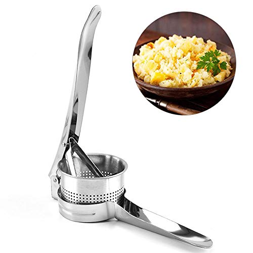 ASDF Rizador de Patata de Acero Inoxidable, Aparato de Cocina de Prensa de ajo Manual, Mejor rizador de Verduras, Trituradora de Frutas y Filtro de Alimentos para bebés