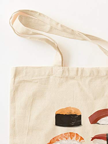 Atarahavenue Nigiri Sushi Tote Cotton Very Bag | Bolsas de supermercado de lona Bolsas de mano con asas Bolsas de algodón duraderas