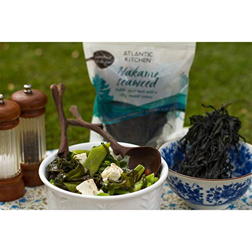 Atlantic Kitchen Wakame Algas Secas. Superalimento Orgánico Del Mar. Paquete de 6 bolsas de 40g.