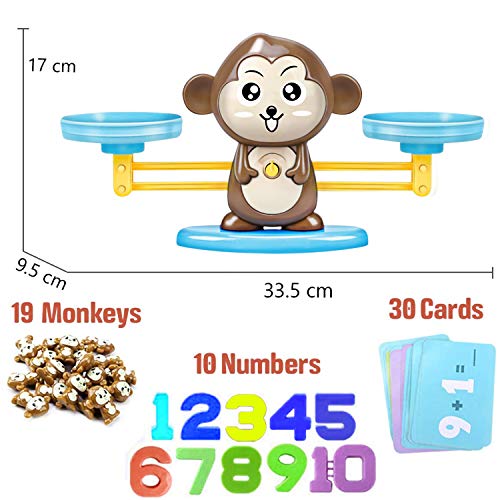 Automoness Juguete de Matemáticas, Juguetes Educativos para Niños,Juguete Educativo Niños Balanza de Equilibrio Números Tarjetas, Juego Divertido Regalo Educativo para Niñas Niños