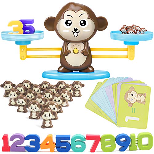 Automoness Juguete de Matemáticas, Juguetes Educativos para Niños,Juguete Educativo Niños Balanza de Equilibrio Números Tarjetas, Juego Divertido Regalo Educativo para Niñas Niños