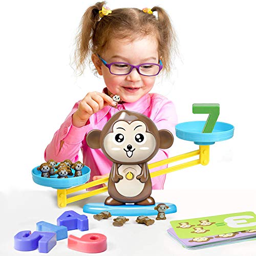 Automoness Juguete de Matemáticas, Juguetes Educativos para Niños,Juguete Educativo Niños Balanza de Equilibrio Números Tarjetas, Juego Divertido Regalo Educativo para Niñas Niños