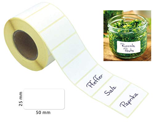 Avery Zweckform - Etiquetas autoadhesivas (2,5 x 5 cm, en blanco, rollo de pegatinas, para mermelada, tarros de conservas), color blanco 24-026