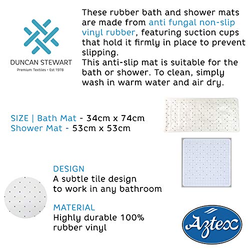 aztex Alfombra De Baño o Ducha con Clips De Ventosa, Vinilo - Alfombra de Ducha, Gris