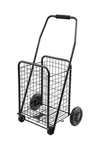 Baab - Carro de la compra plegable de 4 ruedas, ligero, con alambre negro, 43,5 l de capacidad, 86 x 45 x 36 cm