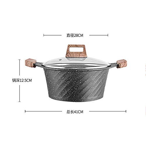 Baibao Resistente al Calor de la Tapa de la cazuela con el Vidrio y manijas, Maifan Stone Soup Pot, Nonstic Cazo por Fogón de Gas Lavadora A Diámetro: 28 cm (11 Pulgadas)