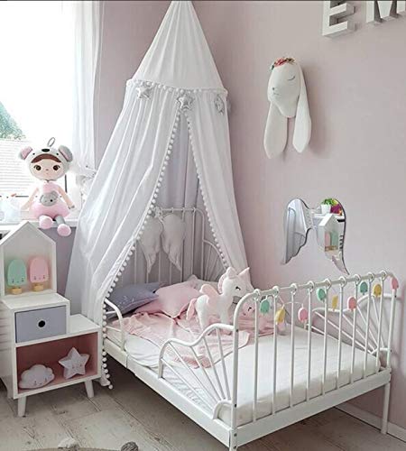 BAIHUODRESS Cama con Dosel para Niños, Juego para Bebés, Interiores o Exteriores, Decoración de la Cama y del Dormitorio, Mosquitero (Altura de 245 cm) Rosa Blanco Gris