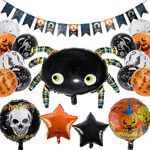 balnore Decoracion Halloween Casa, 34 piezas Globos Halloween, Globos Negros Y Naranjas con Fantasmas, Decoración perfecta para fiestas