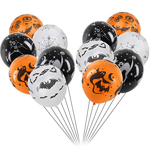 balnore Decoracion Halloween Casa, 34 piezas Globos Halloween, Globos Negros Y Naranjas con Fantasmas, Decoración perfecta para fiestas