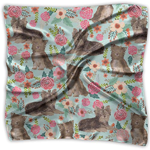 Bandanas multifuncionales unisex de chocolate Yorkshire Terrier de estilo vintage para bandanas de seda, pañuelo cuadrado de bolsillo para diadema, envoltura, cobertura protectora de 64 x 24 pulgadas