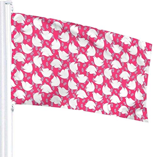 Bandera de jardín, Paloma de la paz rosa Rama de olivo Fiesta de bienvenida temática Decoraciones exteriores al aire libre Adornos Selecciones Hogar Casa Jardín Decoración de patio 3 x 5 pies Bander