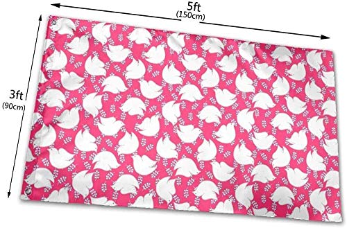 Bandera de jardín, Paloma de la paz rosa Rama de olivo Fiesta de bienvenida temática Decoraciones exteriores al aire libre Adornos Selecciones Hogar Casa Jardín Decoración de patio 3 x 5 pies Bander