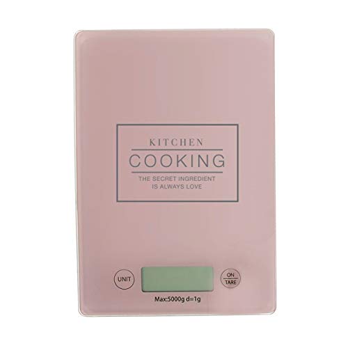 Báscula de Cocina Digital de 22 cm, Color Rosa, Cristal