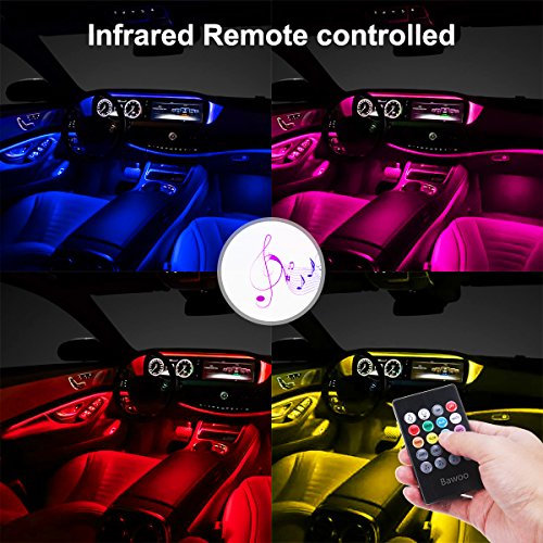 Bawoo, Led Coche Interior Impermeable, Led Iluminación Interior del Coche Llevaron, El Color de la Decoración de la Lámpara para El Coche con El Encendedor del Cigarro del Cargador del USB