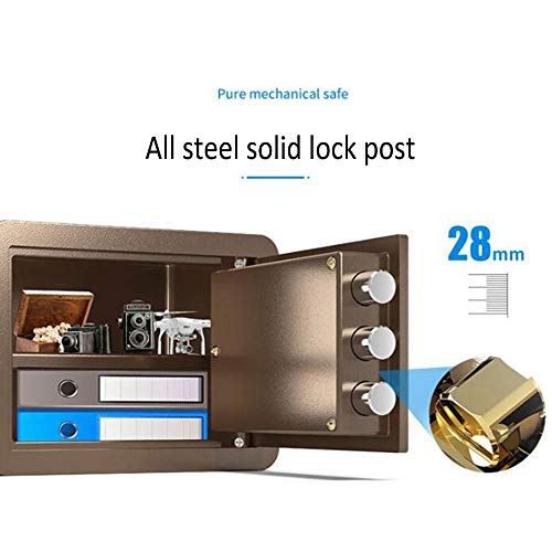BBGS Cajas fuertes Contraseña Caja Fuerte Mecánica Fuerte, 25cm Armario con Llave Mini Invisible Código de Cabecera Cajas Fuertes Oficina Completamente de Acero Antirrobo Joyería Manual Familia Segura