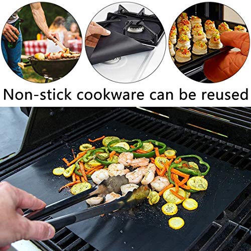 BBQ Grill Mat, Esteras Parrilla de Barbacoa 5 Piezas, Grill de Malla Resistente al Calor Parrilla Reutilizable Adecuado para Hornear Carne, Pescado, Verduras, 40 * 33 cm