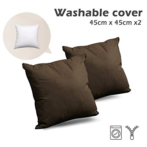 BCASE Pack Cojin Palet Fibra + Cojín Respaldo para Palés Acolchados, Cojín Relleno, Incluyen Cojín de Respaldo y Asiento, Ideal para Jardín, Terraza, Patio y Balcón, Chocolate
