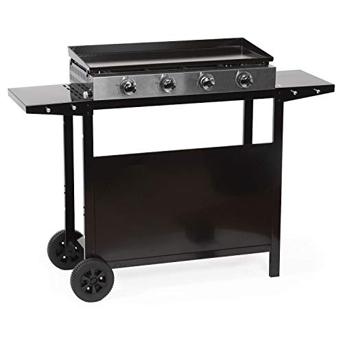 Beneffito Cooker - Plancha de Gas Acero Inoxidable con Carro - 4 Quemadores de Acero Aluminizado - 8 kW de Potencia - Cocción Sana y Sabrosa