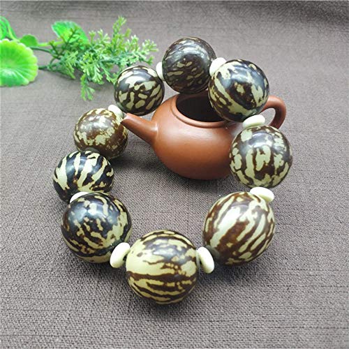 BENGKUI Escultura,Cuerda De Mano Bodhi Natural, Punto De Tigre, Jade Blanco, Raíz De Bodhi, Semilla Original, Cuentas De Buda Masculinas Y Femeninas, Pulsera De Rosario, Regalo