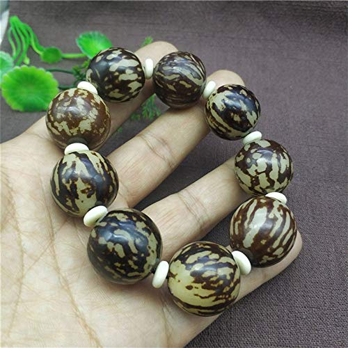 BENGKUI Escultura,Cuerda De Mano Bodhi Natural, Punto De Tigre, Jade Blanco, Raíz De Bodhi, Semilla Original, Cuentas De Buda Masculinas Y Femeninas, Pulsera De Rosario, Regalo