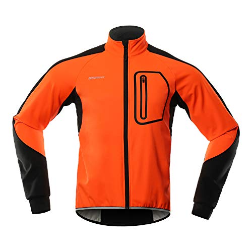 BERGRISAR BG011 - Chaqueta de ciclismo para hombre (forro polar, resistente al agua) -  Naranja -  Small